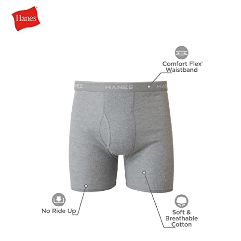 Hanes 남성용 복서 브리프, ComfortFlex 허리밴드가 있는 부드럽고 통기성이 뛰어난 면 속옷, 멀티팩