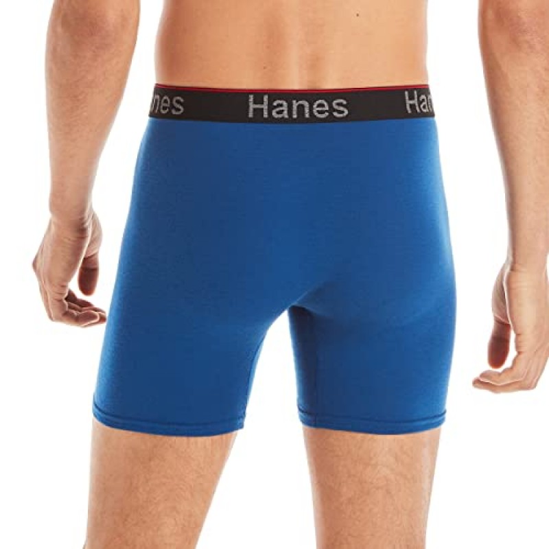 Hanes 토탈 서포트 파우치 남성용 복서 브리프 언더웨어, 마찰 방지, 멀티팩(Reg 또는 Long Leg 선택 가능)