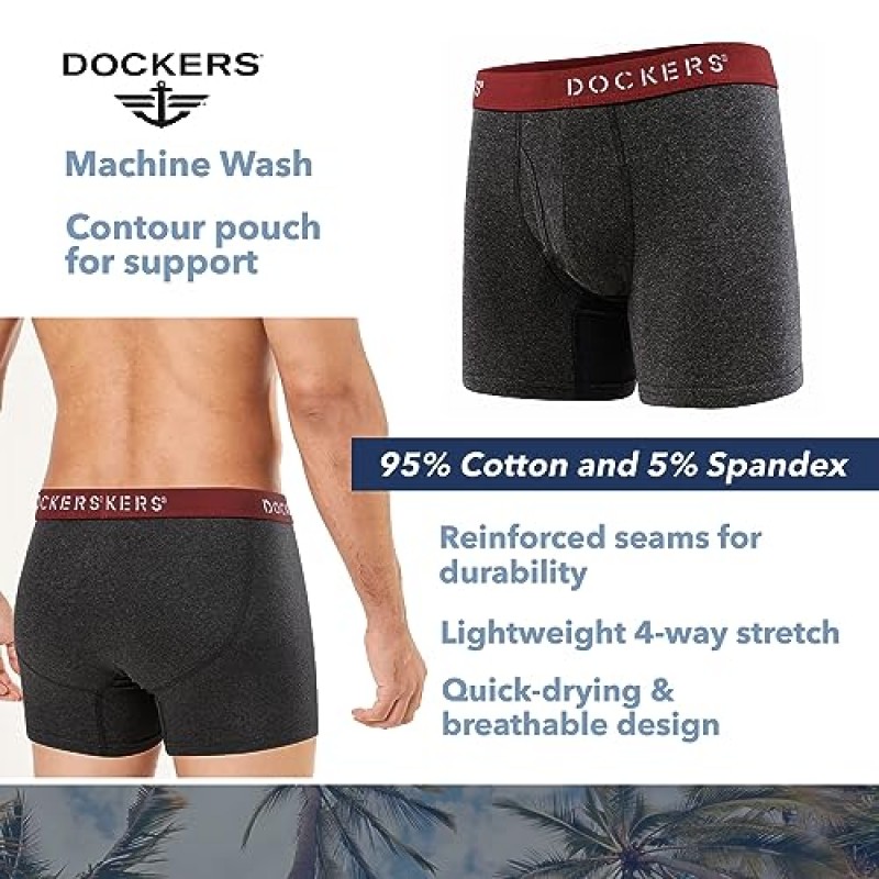 Dockers 남성 속옷 코튼 스트레치 복서 브리프 남성용 팩 4개