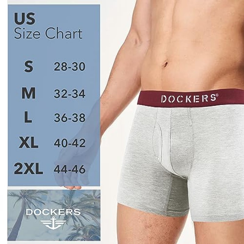 Dockers 남성 속옷 코튼 스트레치 복서 브리프 남성용 팩 4개