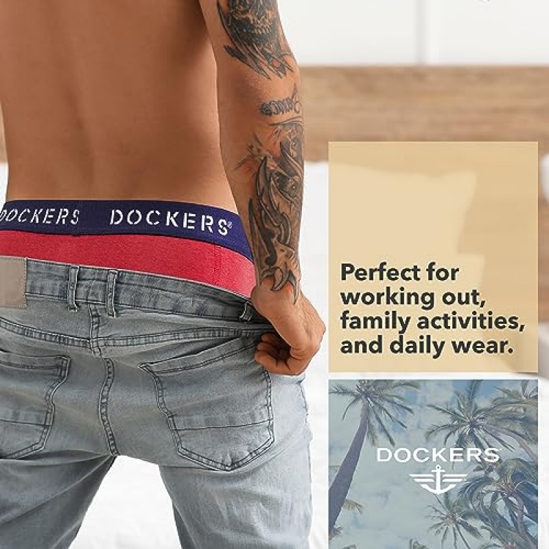 Dockers 남성용 복서 브리프 통기성 면 속옷 남성용 팩 5개