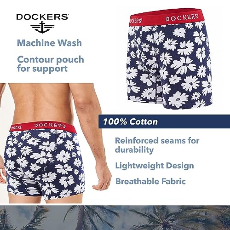 Dockers 남성용 복서 브리프 통기성 면 속옷 남성용 팩 5개