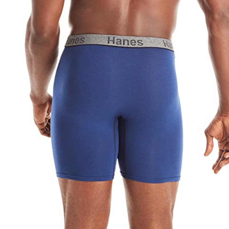 Hanes 남성 컴포트 플렉스 핏 울트라 소프트 코튼 스트레치 긴 다리 복서 브리프 3팩