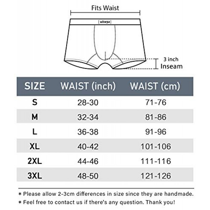 Wirarpa 남성용 통기성 모달 마이크로파이버 트렁크 언더웨어 커버 밴드 멀티팩