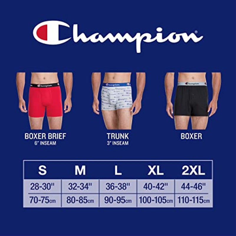 Champion 남성용 트렁크, 매일 편안한 스트레치 코튼 수분 흡수 속옷, 멀티팩