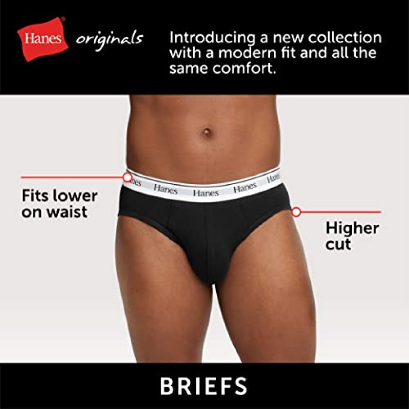 Hanes Originals 스트레치 코튼 브리프 팩 남성용 흡습 속건 속옷 3팩