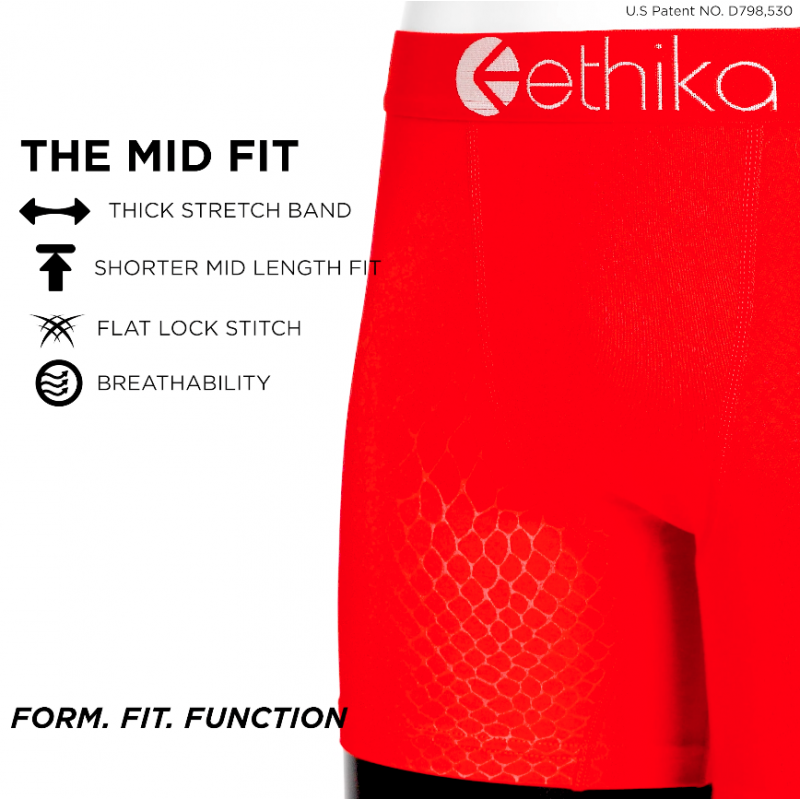 Ethika 남성 MID 복서 브리프 | 블랙 로즈