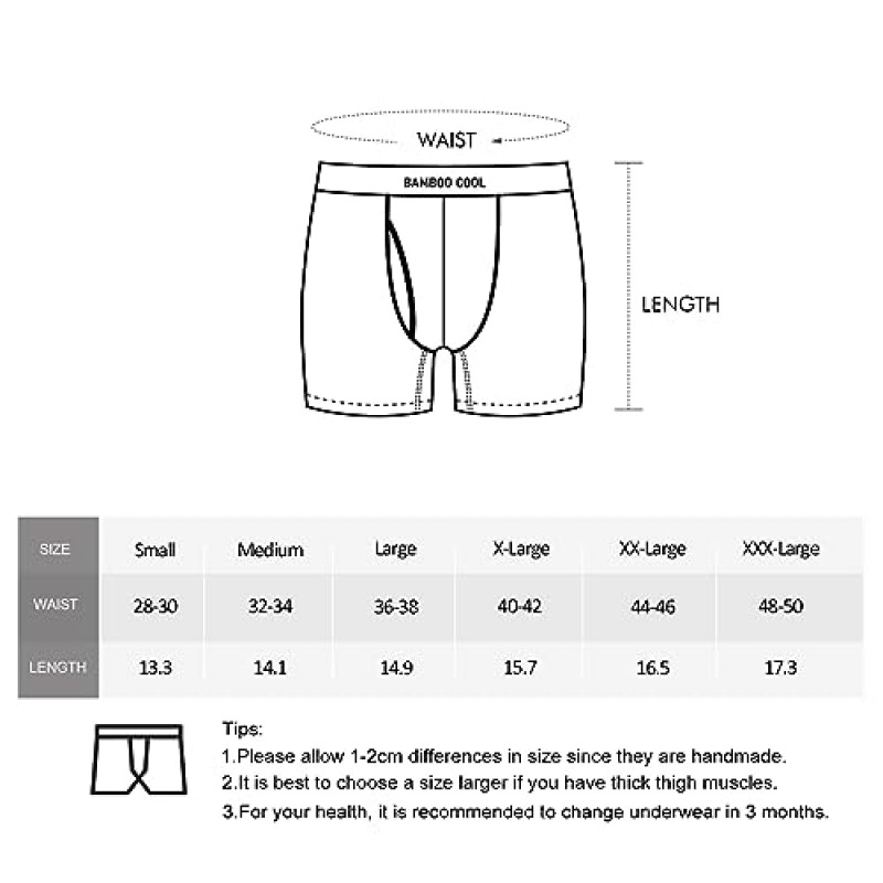 BAMBOO COOL 남성 속옷 복서 브리프 팩 대나무 비스코스 부드러운 통기성 긴 속옷 트렁크