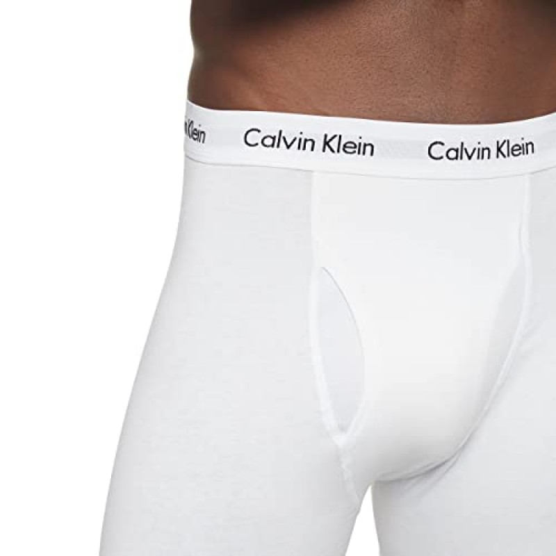 Calvin Klein 남성 코튼 스트레치 3팩 복서 브리프, 3 화이트, M