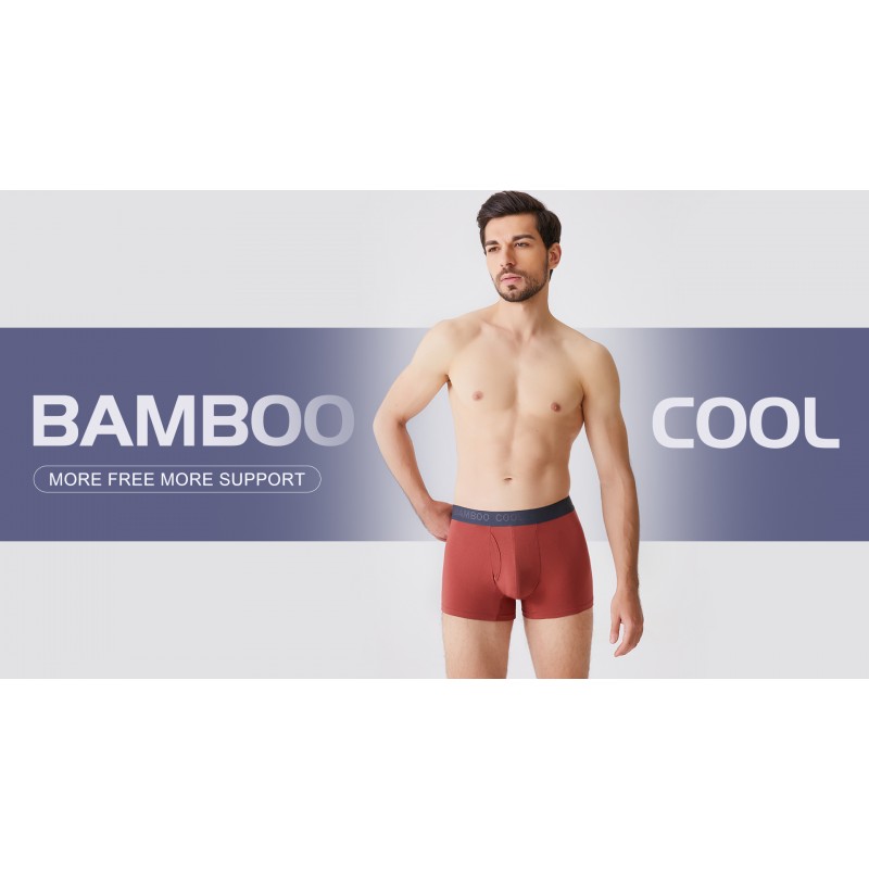 BAMBOO COOL 남성용 속옷 트렁크 뛰어난 지원 U자형 남성용 속옷 대나무 비스코스 소프트(4팩)…