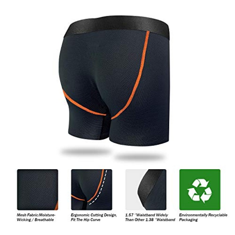 Longfor 남성용 복서 브리프 메쉬 니트 속건성 스포츠 폴리에스테르 복서 브리프 No Ride-up 6'Underwear with Fly for Men Pack