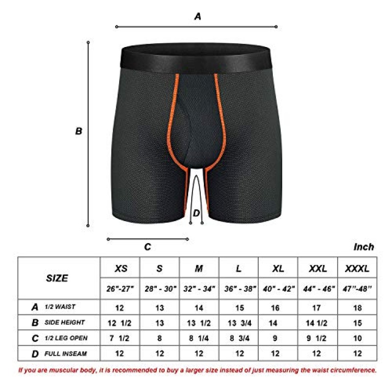 Longfor 남성용 복서 브리프 메쉬 니트 속건성 스포츠 폴리에스테르 복서 브리프 No Ride-up 6'Underwear with Fly for Men Pack