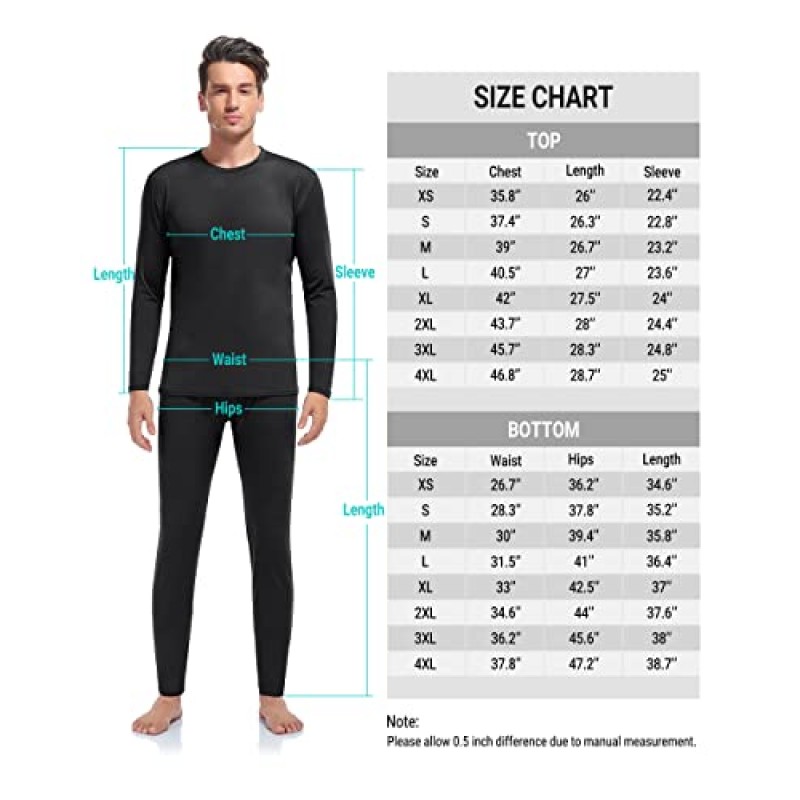 남성용 MIRITY 열 속옷 - 양털 안감 추운 날씨 베이스 레이어 파자마 세트가 있는 긴 존스