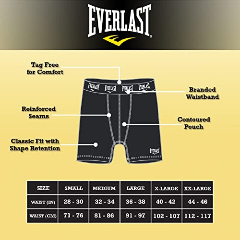 Everlast 남성용 퍼포먼스 복서 브리프 - 남성용 통기성 편안한 부드러운 속옷 팩, 수분 흡수 남성용 속옷