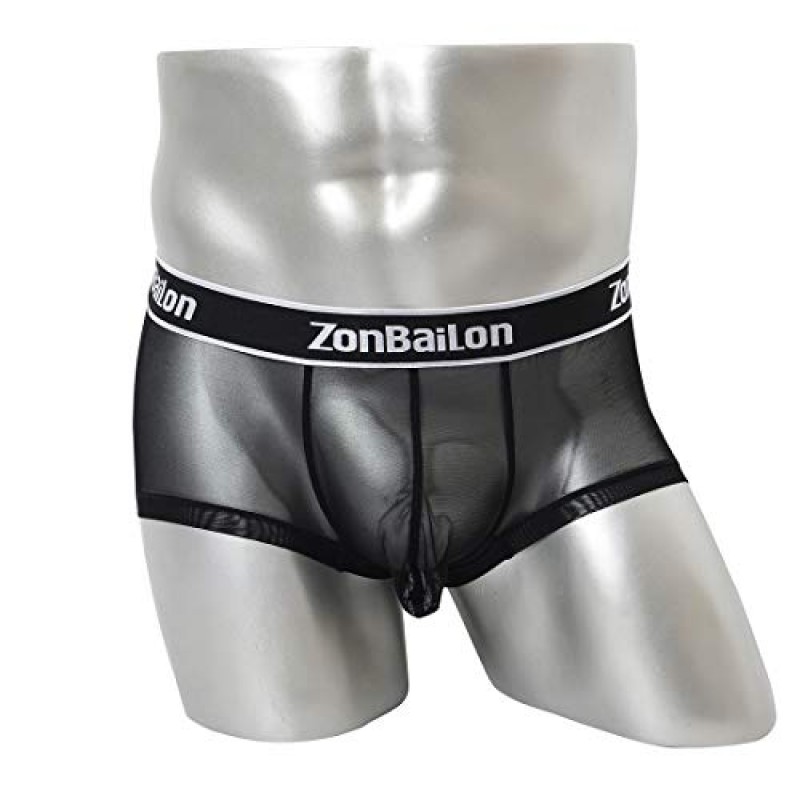 ZONBAILON 남성용 복서 브리프 통기성 메쉬 강화 벌지 볼 파우치 시스루 언더 팬츠 M L XL 2XL 3XL