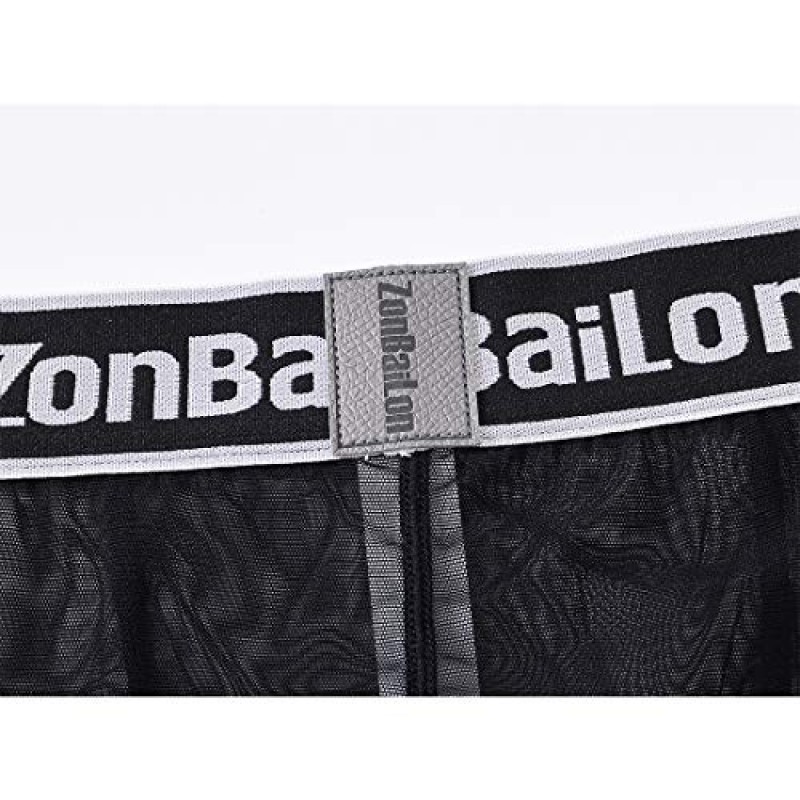 ZONBAILON 남성용 복서 브리프 통기성 메쉬 강화 벌지 볼 파우치 시스루 언더 팬츠 M L XL 2XL 3XL