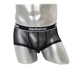 ZONBAILON 남성용 복서 브리프 통기성 메쉬 강화 벌지 볼 파우치 시스루 언더 팬츠 M L XL 2XL 3XL