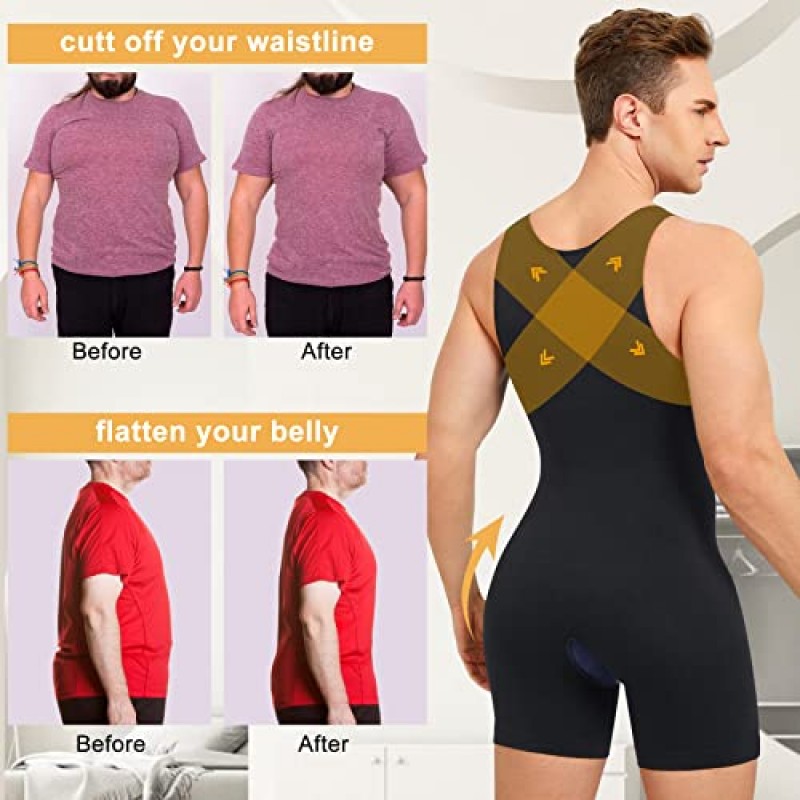 SOLCYSX Mens 민소매 전신 셰이퍼 속옷 슬리밍 압축 바디 슈트 Shapewear Tummy Control Fajas Para Hombres