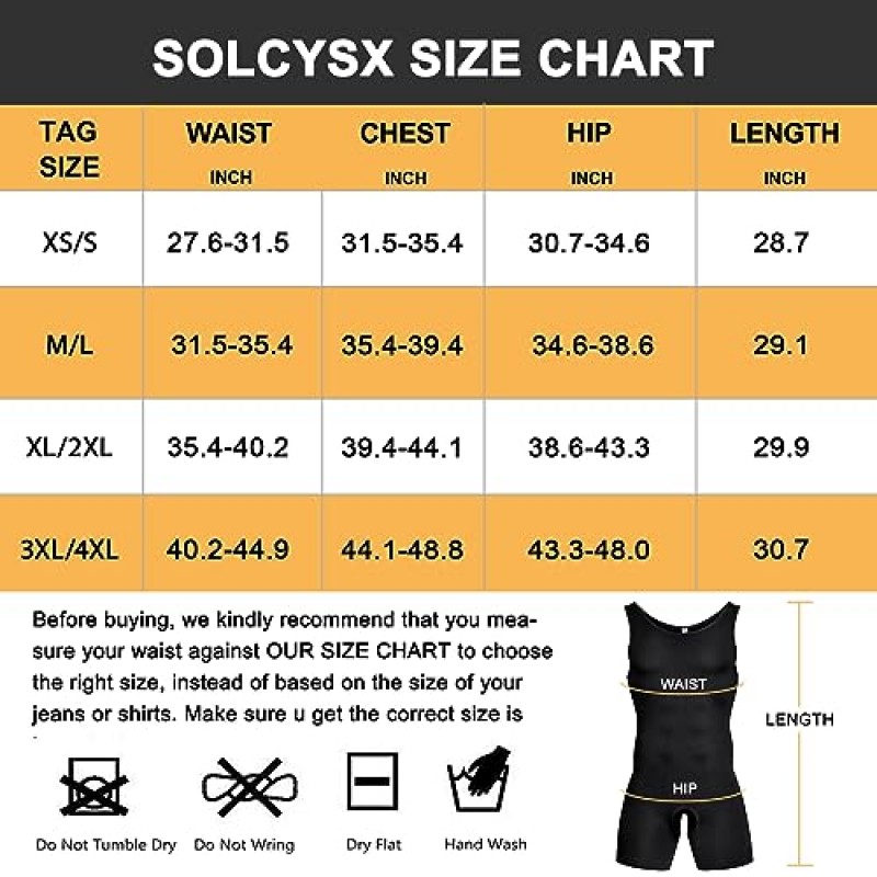 SOLCYSX Mens 민소매 전신 셰이퍼 속옷 슬리밍 압축 바디 슈트 Shapewear Tummy Control Fajas Para Hombres