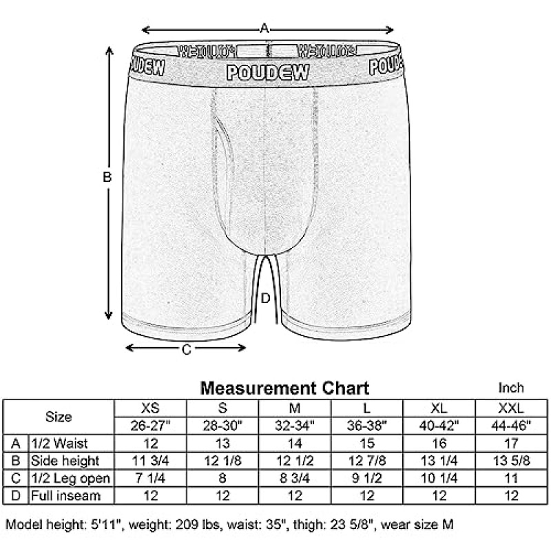 POUDEW 남성용 속옷, 태그가 없는 부드러운 비스코스 남성용 복서 브리프, 5개 팩
