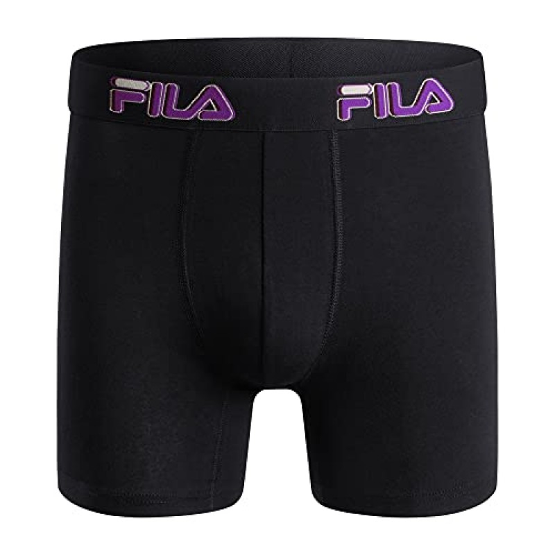 Fila 남성용 6인치 복서 브리프(플라이 프론트 없음), 95% 코튼, 5% 스판덱스 브리프, 4팩