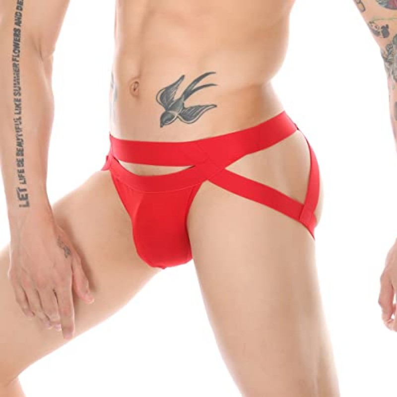 ABAFIP Mens Jockstrap 속옷 낮은 허리 메쉬 통기성 운동 후원자 Jock Straps 스판덱스 중공 뜨거운 남성 속옷