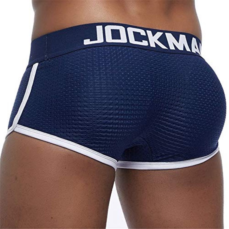 JOCKMAIL 남성 속옷 복서 메쉬 남성 패딩 속옷 복서 엉덩이 패드 남성 복서