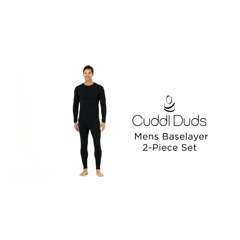 Cuddl Duds 열 속옷 남성용 롱 존스 양털 안감 추운 날씨 기본 레이어 탑 및 레깅스 하단 겨울 세트