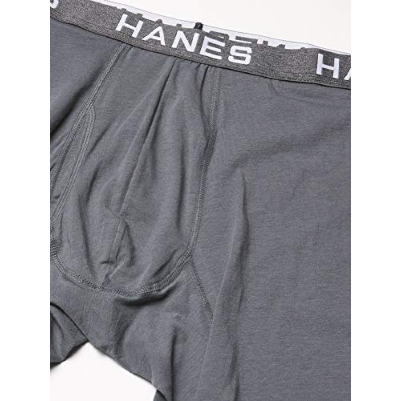 Hanes Ultimate 남성용 컴포트 플렉스 핏 박서 브리프, 울트라 소프트 코튼 모달 블렌드, 블랙/그레이/블루-4 팩, 라지