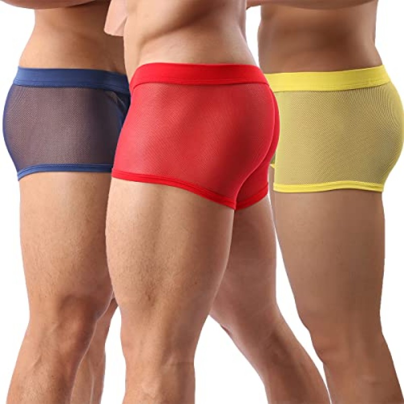 Nebesheii Mens Boxer Briefs 소프트 마이크로 메쉬 통기성 속옷 남성용 섹시한 속옷 멋진 디자인 시스루 트렁크 팩