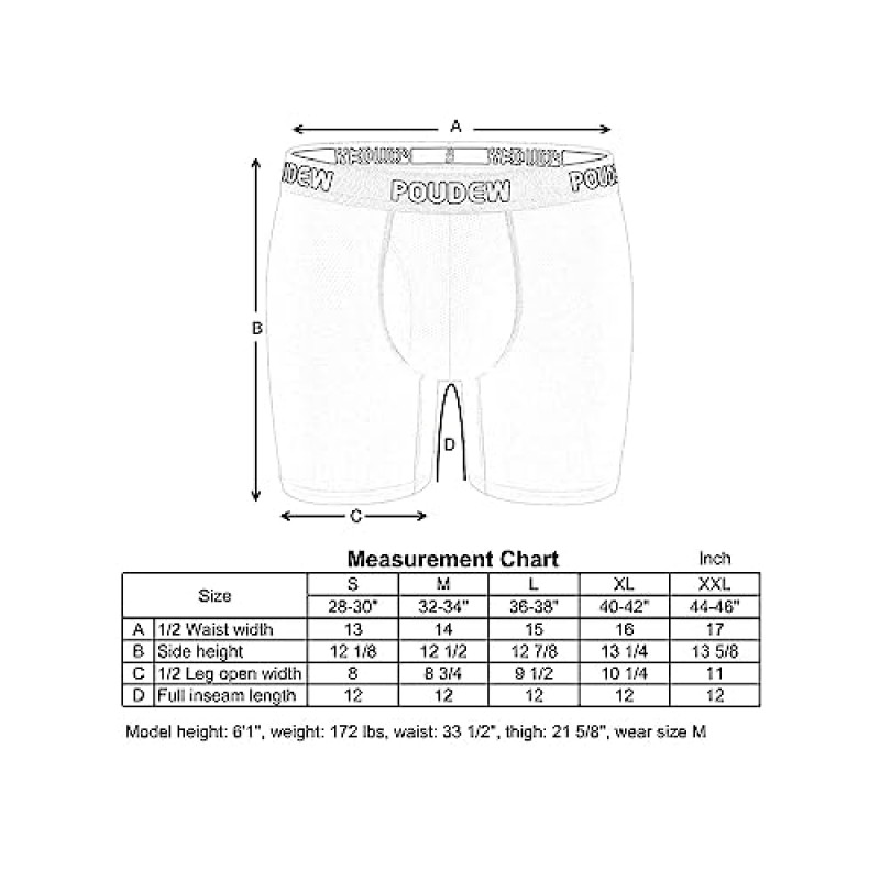 POUDEW 남성용 속옷, 남성용 운동 성능 메쉬 복서 브리프, 5개 팩