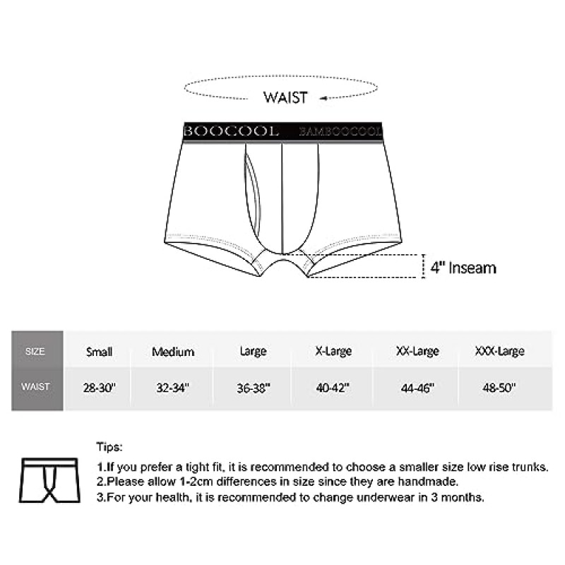 BAMBOO COOL 남성 속옷 트렁크 오픈 플라이 경량 트렁크 속옷 남성용 통기성 대나무 남성 트렁크