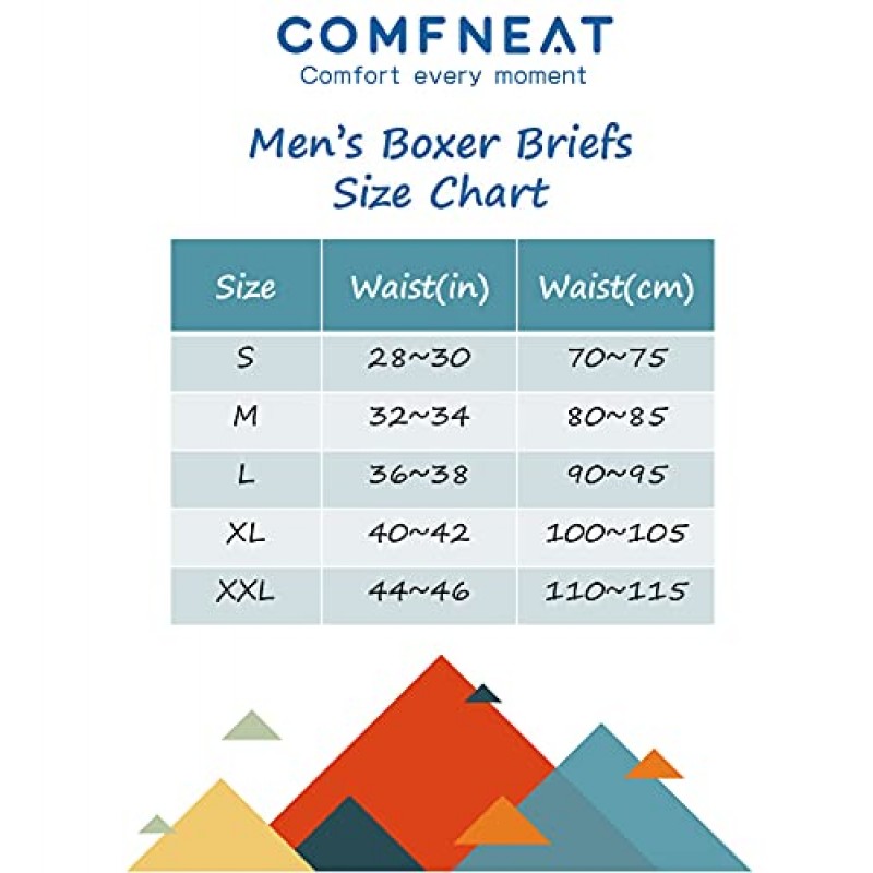 Comfneat 남성용 9인치 긴 복서 브리프 스포츠 퍼포먼스 통기성 속옷 4팩