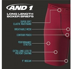 AND1 남성 속옷 – 롱 레그 퍼포먼스 압축 복서 브리프 10팩(S-3XL)