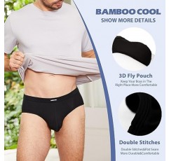 BAMBOO COOL 남성 속옷 브리프 대나무 비스코스 Coverd 허리띠 컴포트 소프트 속옷 (컨투어 파우치 브리프 팩 포함)