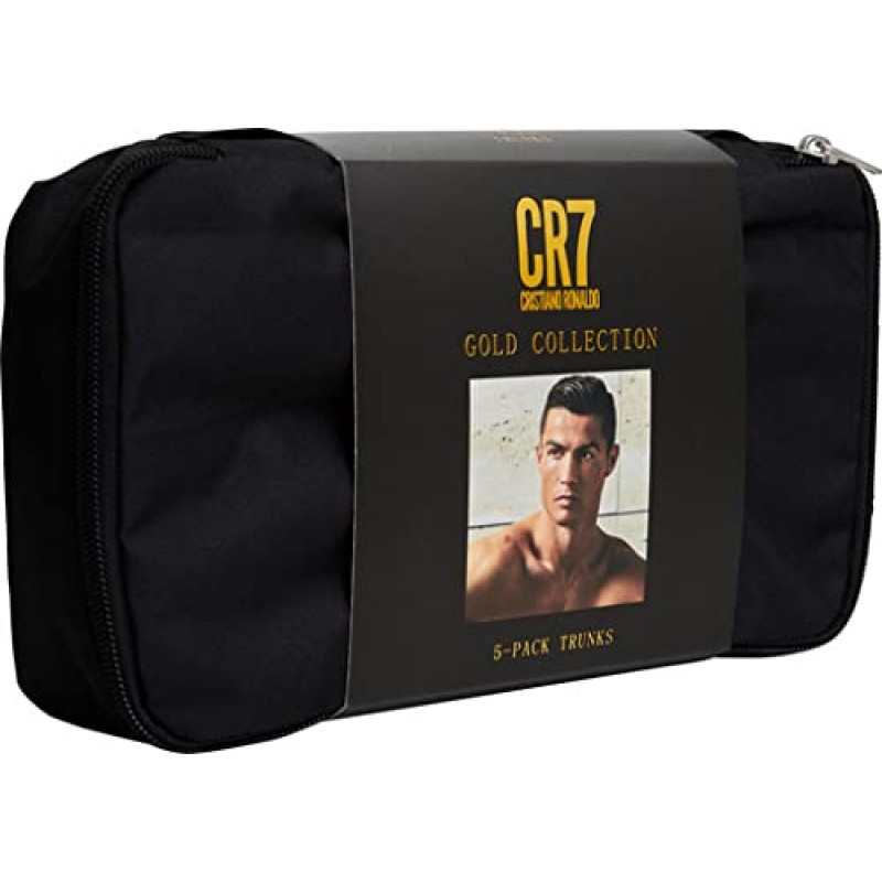 CR7 남성 트렁크 5팩 여행용 지퍼백 [블랙&골드] (S)