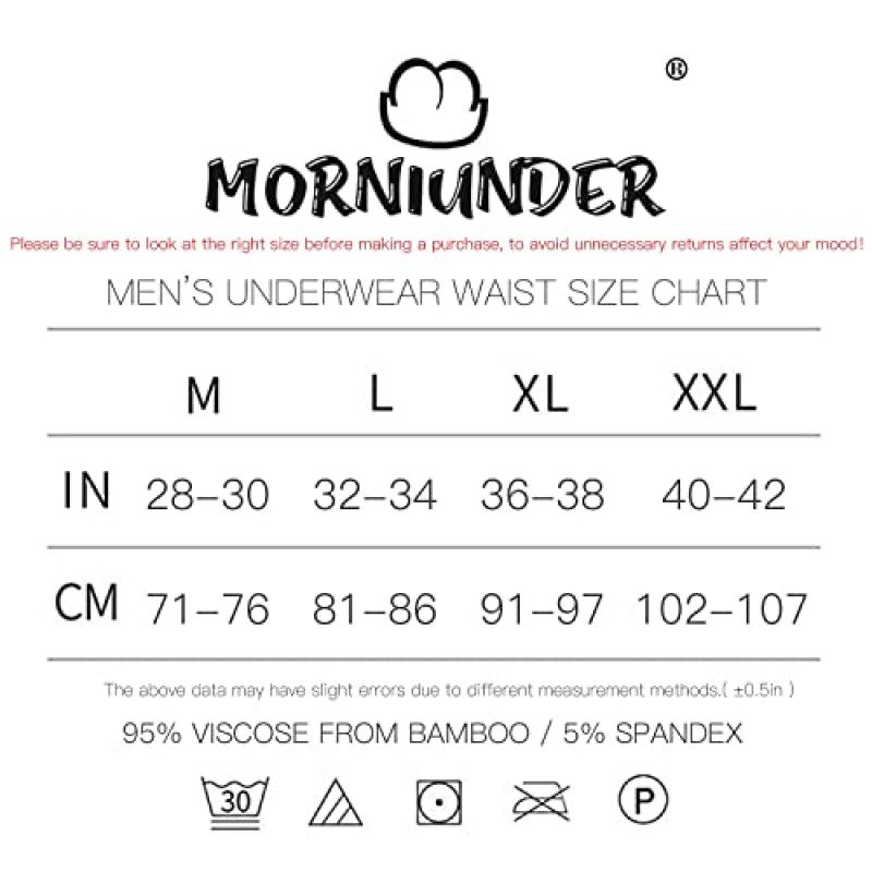 MORNIUNDER 남성 복서 짧은 3 팩 대나무 복서 남성용 부드럽고 편안한 통기성 속옷