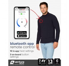 Venture Heat 남성용 블루투스 발열 셔츠(배터리 팩 포함) - 앱 제어 열 긴팔 7.4V