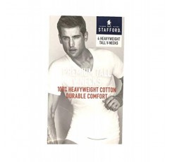 Stafford 남성용 톨/엑스트라 톨 100% 헤비 웨이트 면 V넥 언더셔츠, 흰색, 반소매, 4팩(2XLXT(엑스트라 엑스트라 라지 엑스트라 톨))