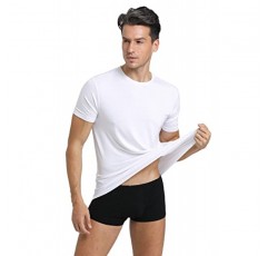 남성용 부드럽고 편안한 대나무 레이온 언더셔츠 통기성 티셔츠 반소매 티셔츠 3팩