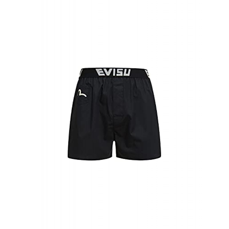 EVISU 2팩 코튼 포플린 남성 복서 반바지, 남성 복서, 남성 복서 반바지