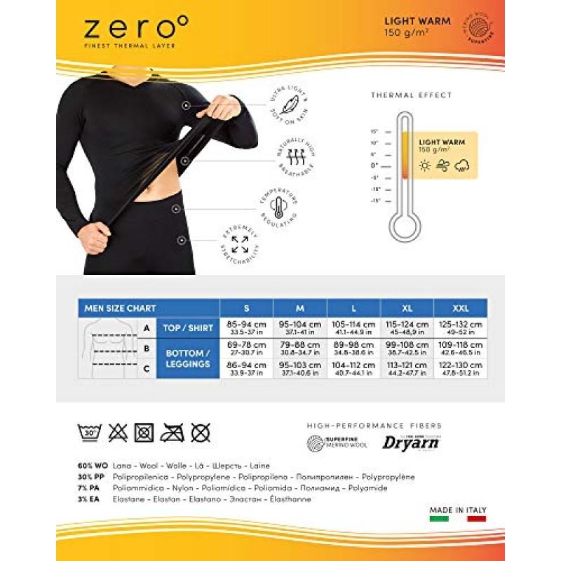 RELAXSAN Zero 3020 – Dryarn 섬유와 메리노 울 소재의 남성용 보온 긴팔 조끼 통기성 베이스레이어 언더웨어