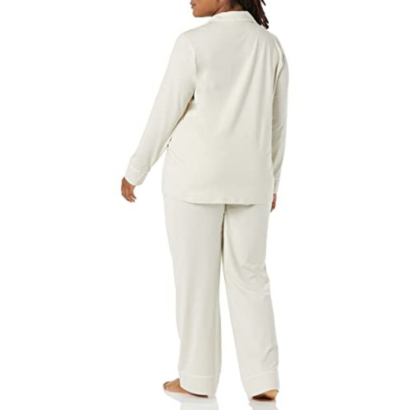 Amazon Essentials 여성용 면 모달 긴팔 셔츠 및 전장 바닥 파자마 세트(플러스 사이즈로 구매 가능)