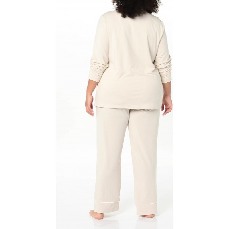 Amazon Essentials 여성용 면 모달 긴팔 셔츠 및 전장 바닥 파자마 세트(플러스 사이즈로 구매 가능)