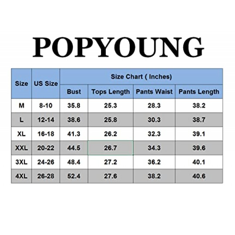 POPYOUNG 여성용 긴/반팔 레이스와 편안한 카프리 바지, 라운지 잠옷 2피스 여성용 파자마 세트