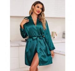 Ekouaer Womens Sleepwear with Robe 3Pcs 새틴 실키 파자마 세트 섹시한 꽃 레이스 트림 잠옷