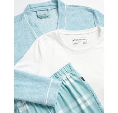 Eddie Bauer 여성용 파자마 세트 - 3피스 잠옷 세트 - 여성용 목욕 가운, 티셔츠, 라운지 팬츠 세트(S-XXL)
