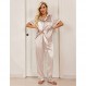 Ekouaer 실크 새틴 잠옷 세트 여성 투피스 Nightwear 반팔 잠옷 소프트 버튼 다운 Loungewear Pjs 세트