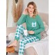 Ekouaer Womens Pajama 세트 긴 소매 잠옷 격자 무늬 프린트 바지 Nightwear Soft Pjs 라운지 세트 (포켓 포함)