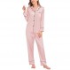 SWOMOG Womens 새틴 잠옷 긴 소매 잠옷 실크 소프트 버튼 다운 Loungewear Pjs 세트 S-XXL